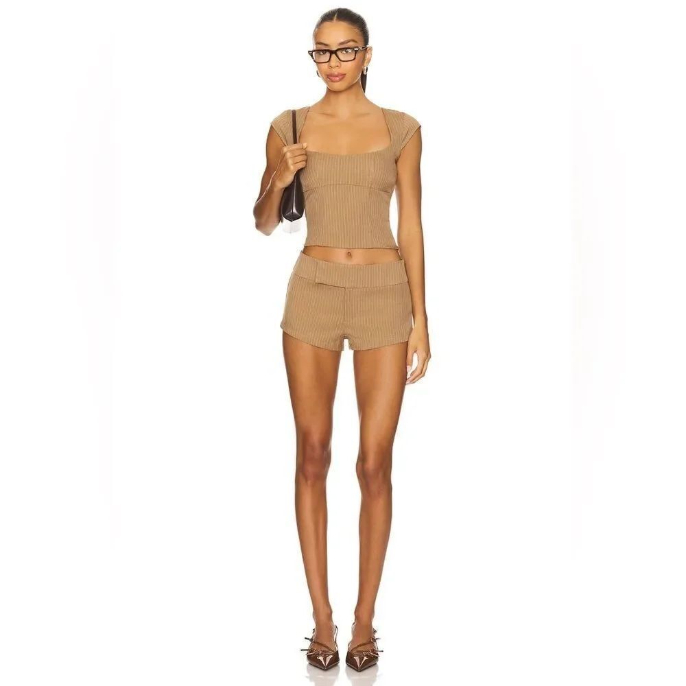NWT Superdown Agnes Top in Camel Stripe